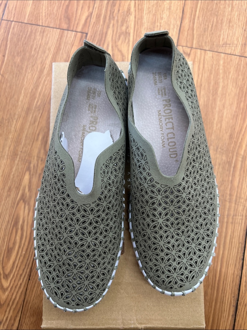 Skechers Olive Green Laser-Cut Slip-On Sneakers